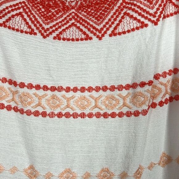 PPLA Adalia Tank Shirt Top White with Red and Peach Embroidery Lined Size Large - Picture 12 of 16
